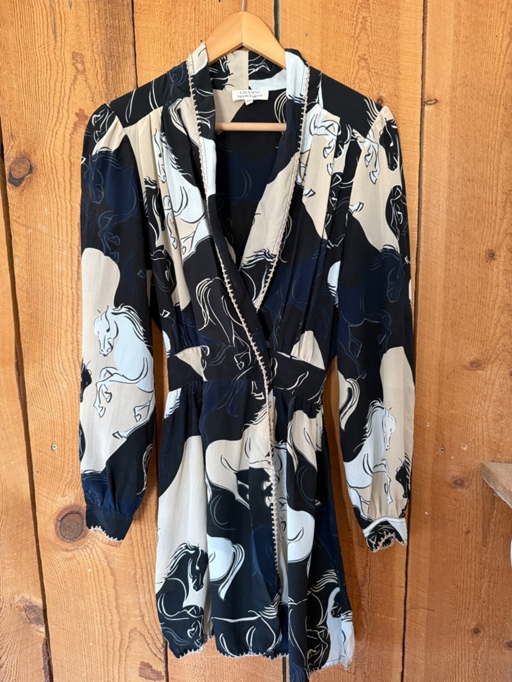 CHASING UNICORNS << Runaway horses silk crepe wrap dress - Picture 6 of 13